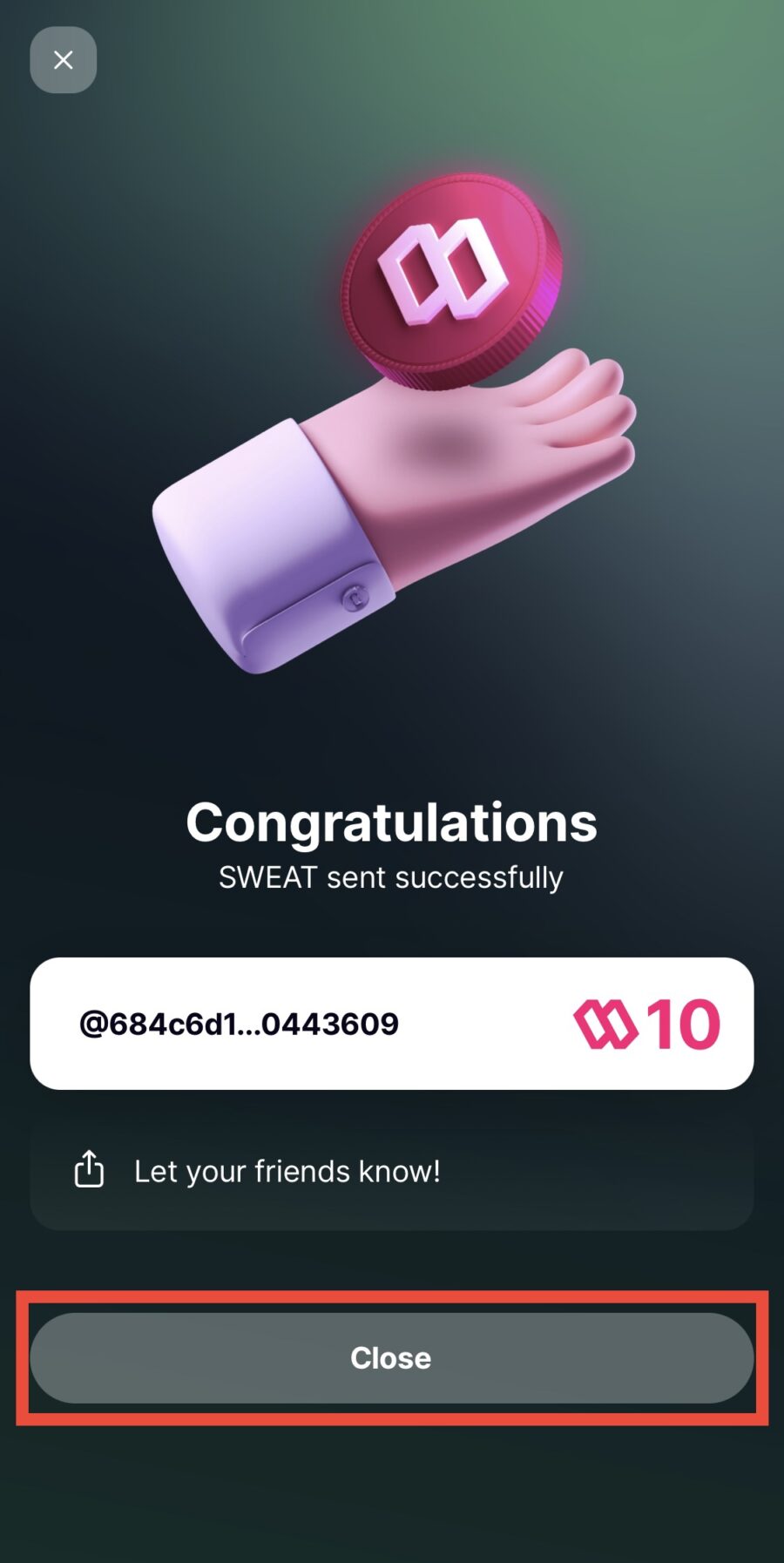 SweatWalletからBybitへSWEATを送金