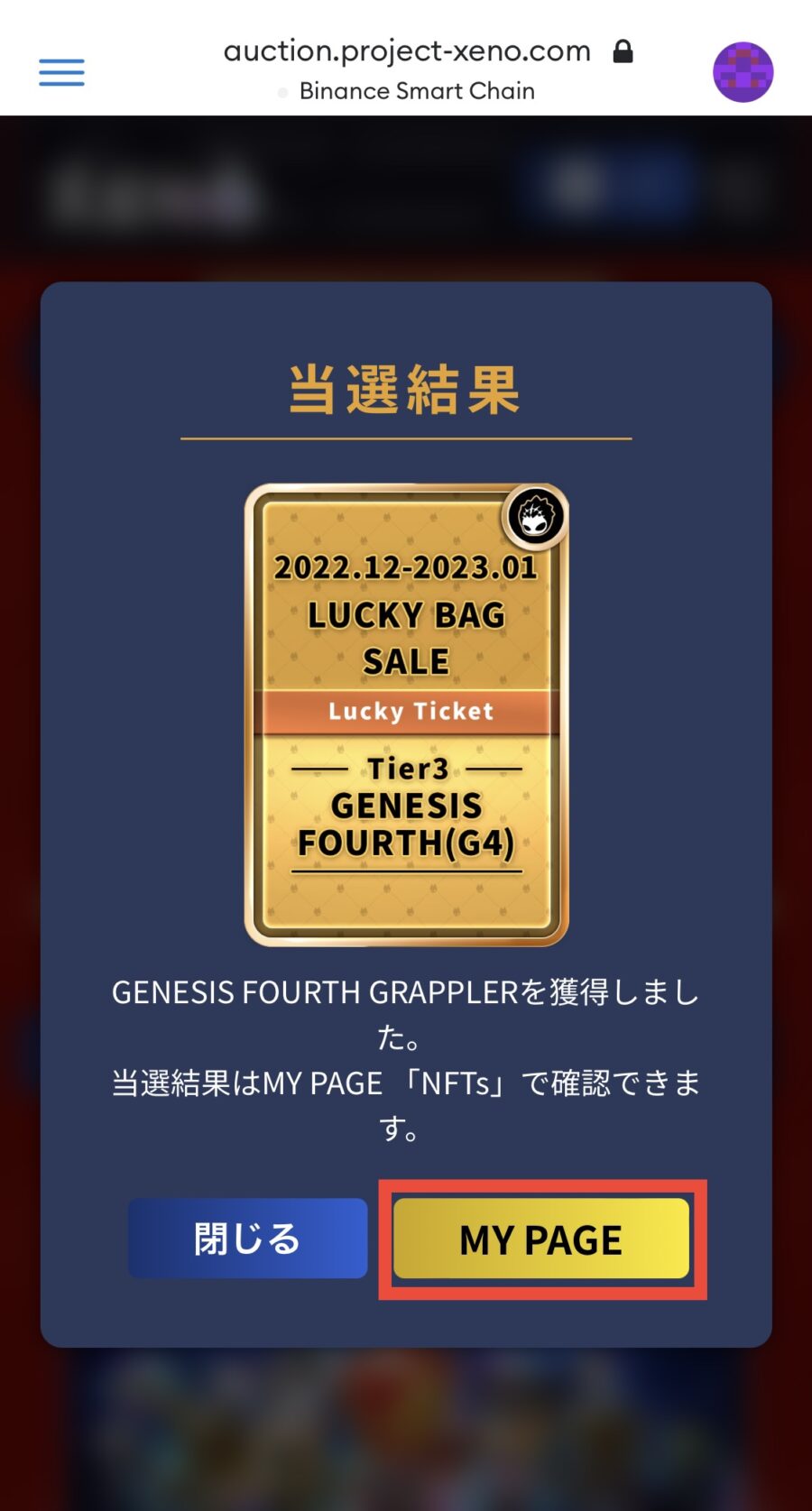 PROJECT XENO GENESIS FESTIVAL ラッキーチケットで抽選