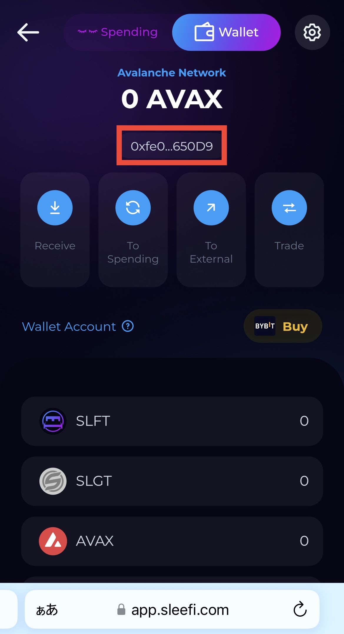 SLFTをMetaMaskからSleeFiに送金