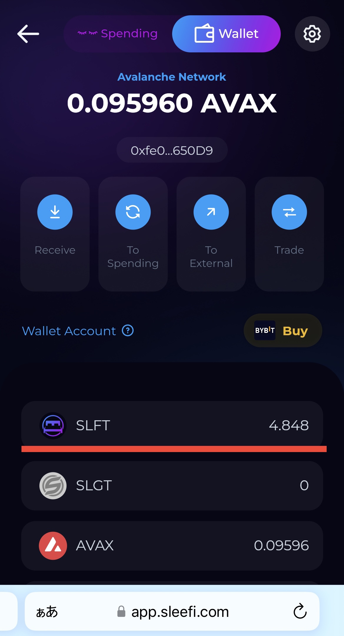 SLFTをMetaMaskからSleeFiに送金