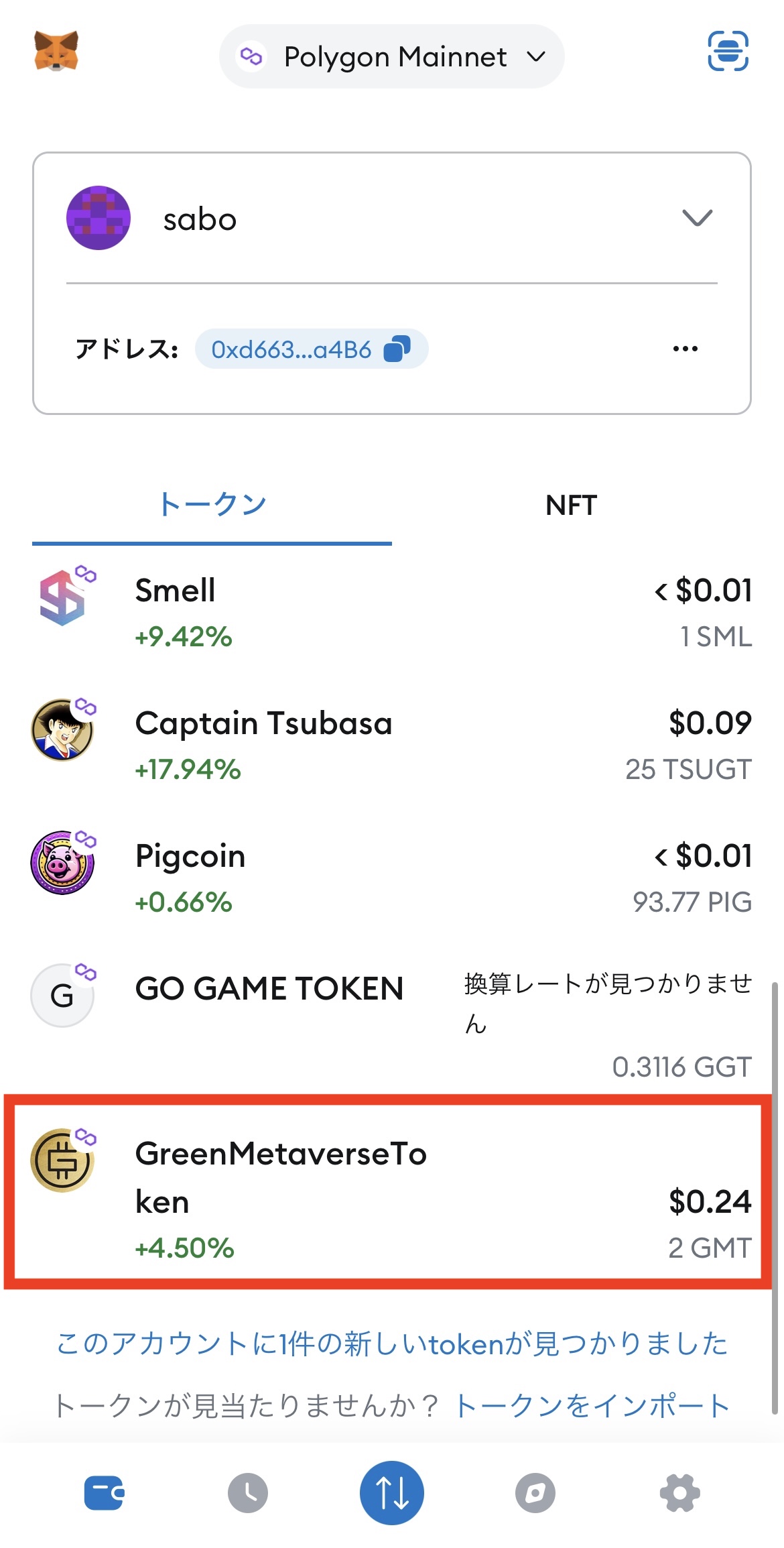 MetaMaskにpGMTを表示