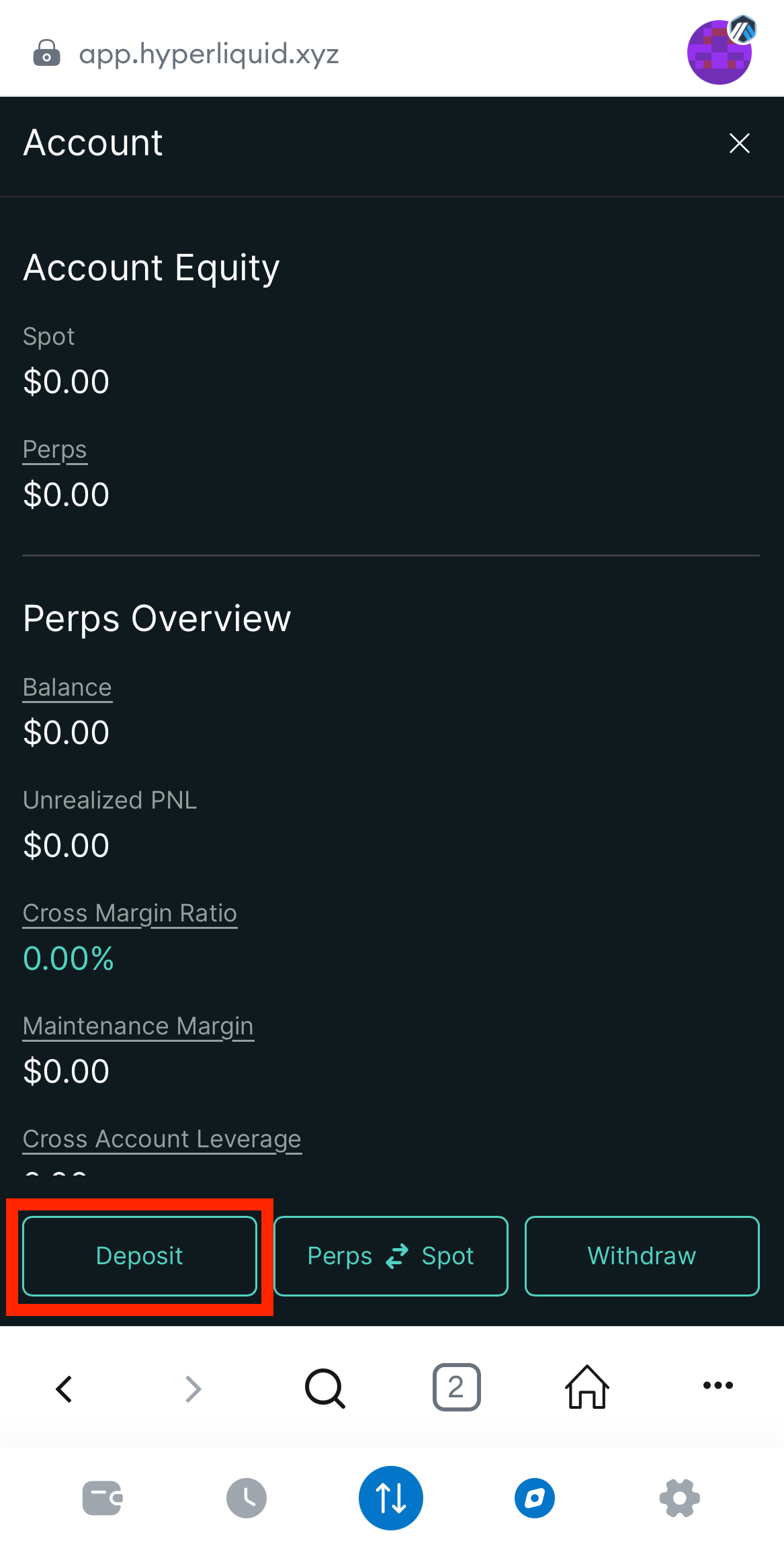 HyperLiquidにUSDCを入金