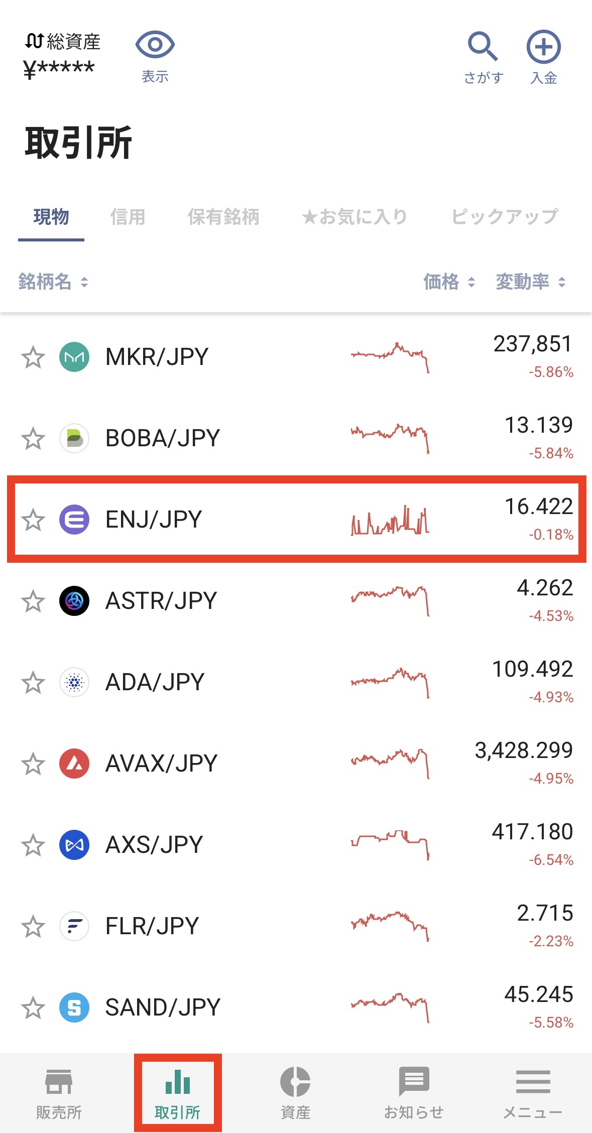 ビットバンクでENJを購入