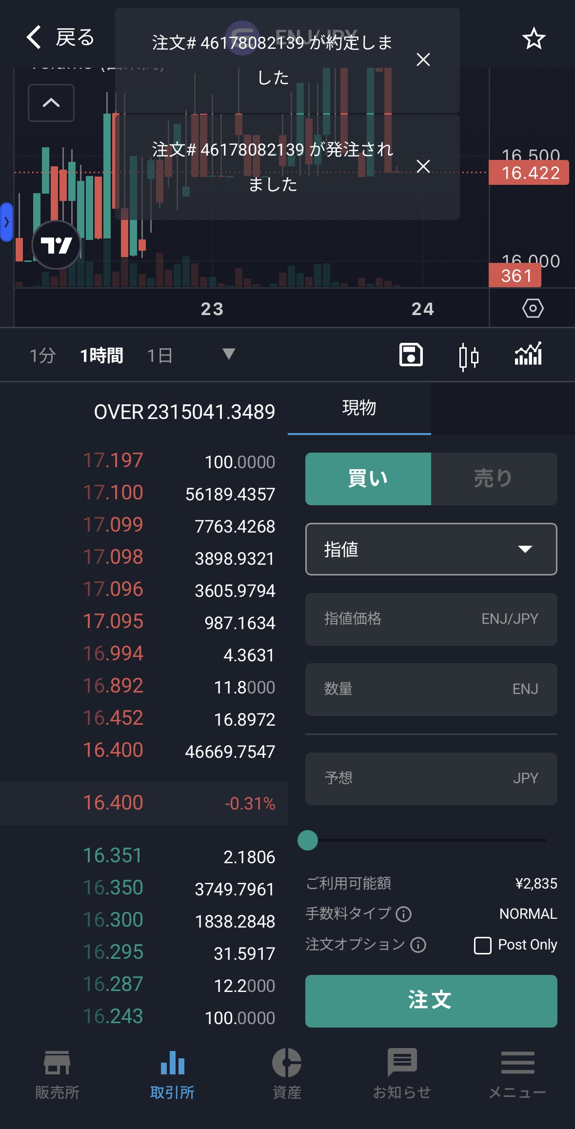 ビットバンクでENJを購入