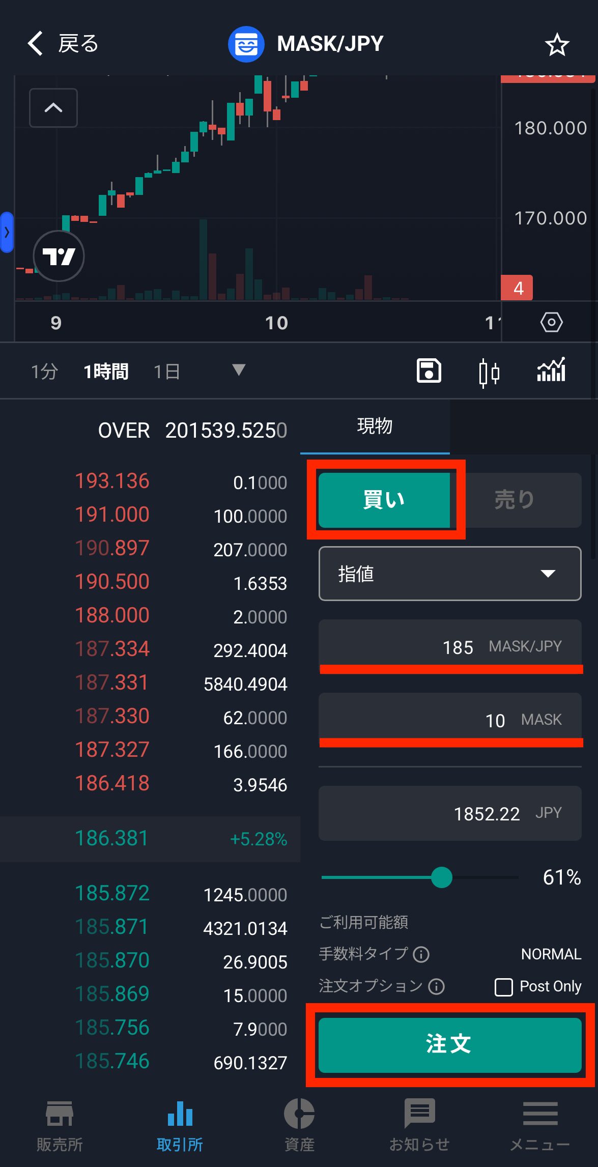 ビットバンクでMASKを購入