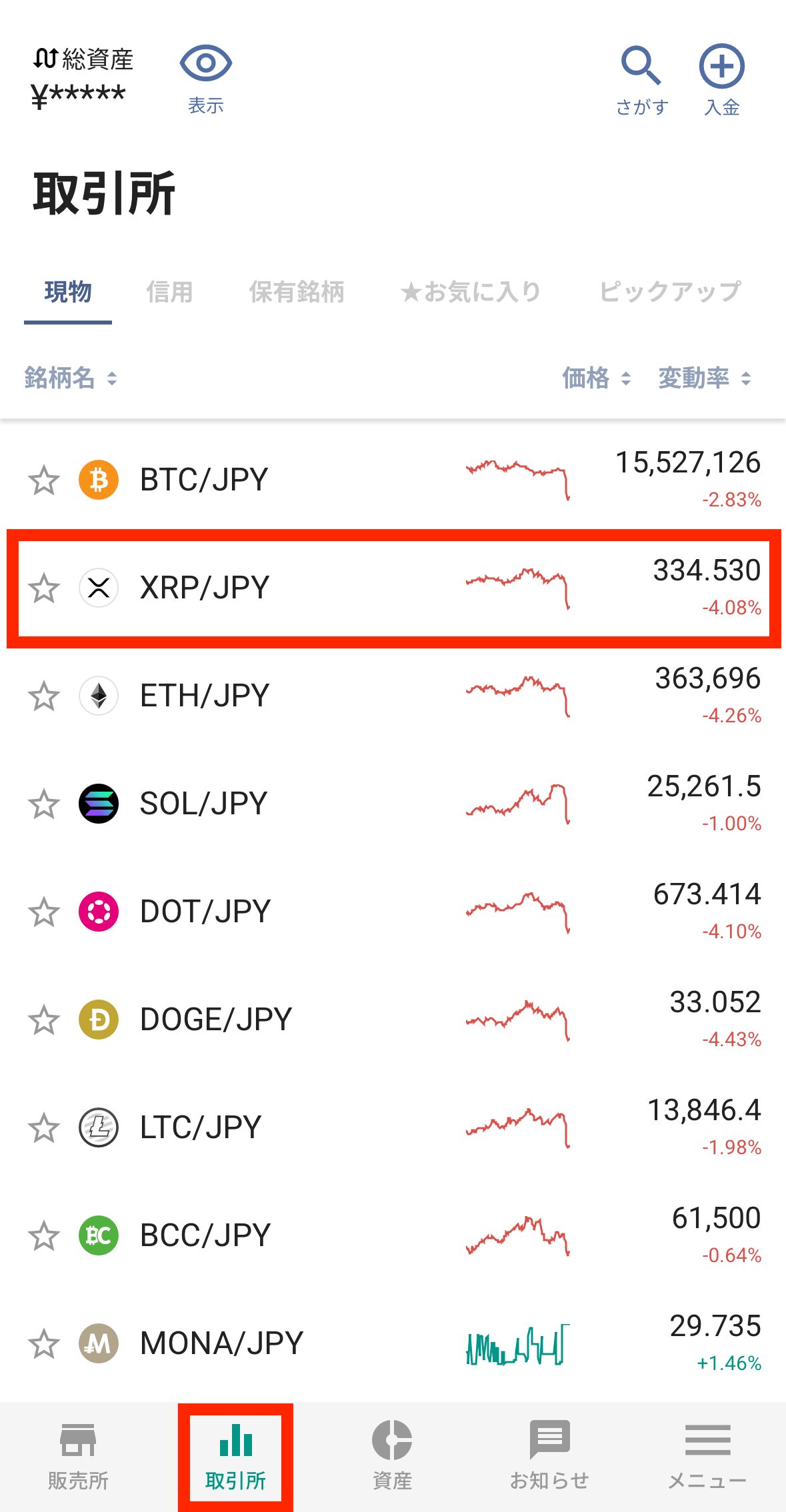 ビットバンクでXRPを購入
