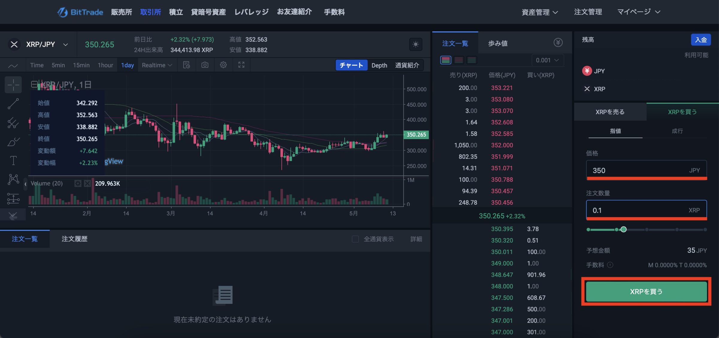ビットトレード(PC)でXRPを購入