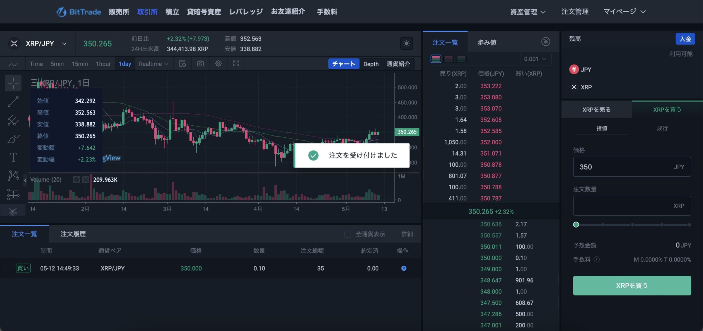 ビットトレード(PC)でXRPを購入