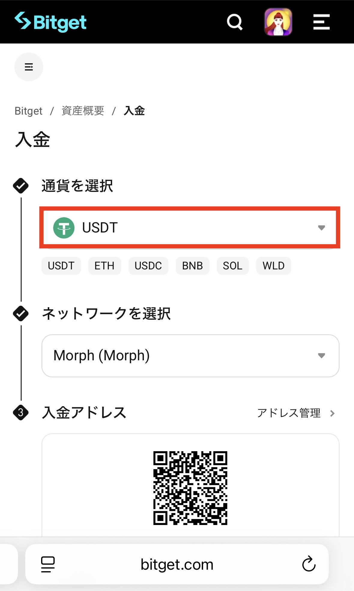 ビットフライヤーからBitgetへXEMを送金